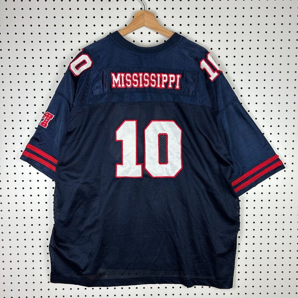 Eli Manning Ole Miss Rebels XXL Jersey Starter Vintage #10 Football Blue Red Y2K